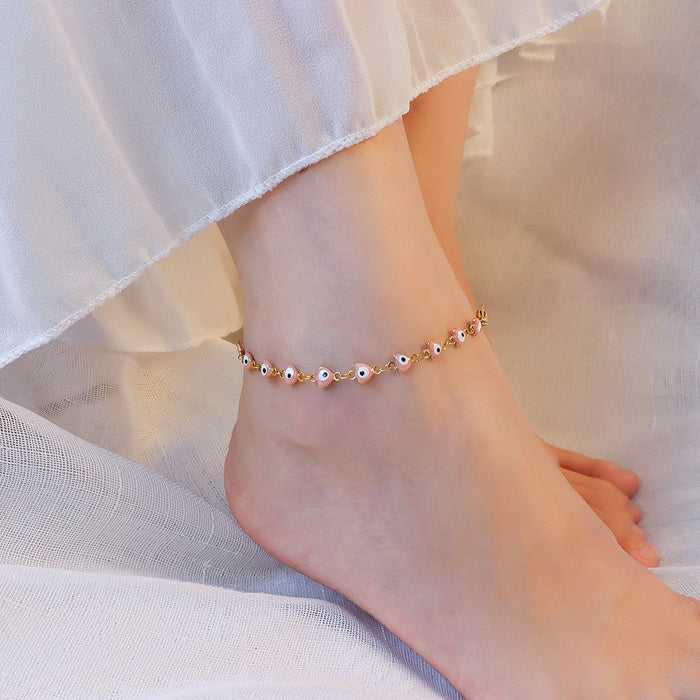 Wholesale drip oil pink small fish anklet women titanium steel JDC-AS-MiL002