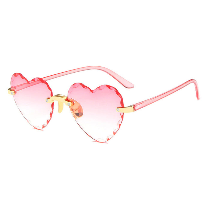 Wholesale PC Material Heart Sunglasses Frameless Gradient Sunglasses Women JDC-SG-AoMing003