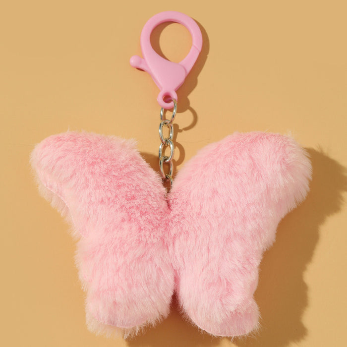 Wholesale Keychains Faux Fur Plush Butterfly Bag Pendant MOQ≥2 JDC-KC-WenJ014