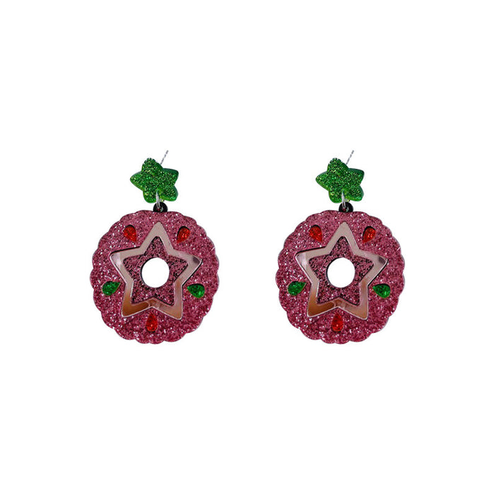 Wholesale Earrings Acrylic Christmas Pentagram MOQ≥2 JDC-ES-MoShu051