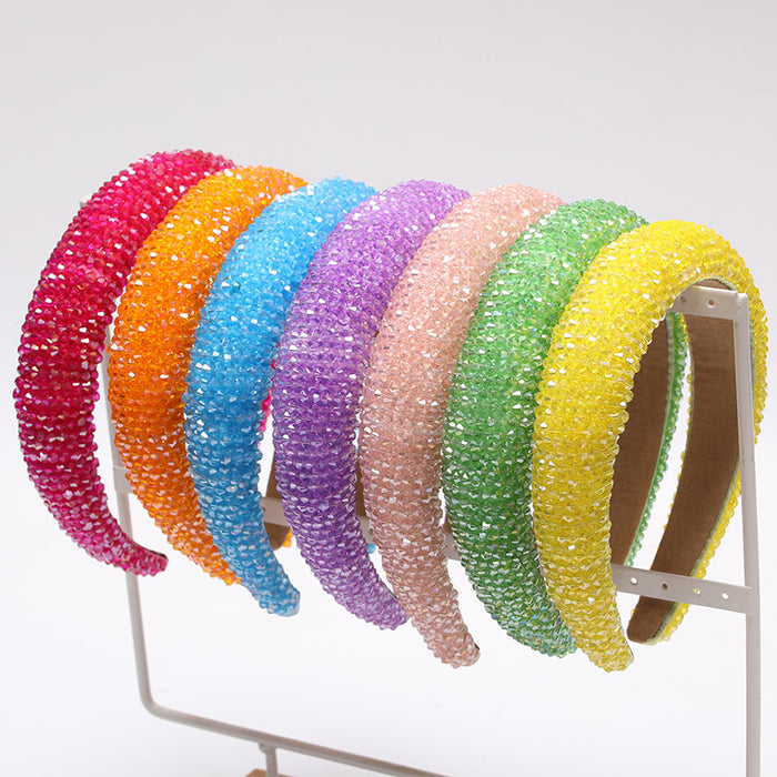 Wholesale pure hand string crystal wide-brimmed headband sponge JDC-HD-AIH002