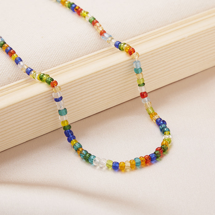 Jewelry WholesaleWholesale transparent colored rice BEADS BEADED neck chain necklace JDC-NE-YinH001 necklaces 颖皓 %variant_option1% %variant_option2% %variant_option3%  Factory Price JoyasDeChina Joyas De China