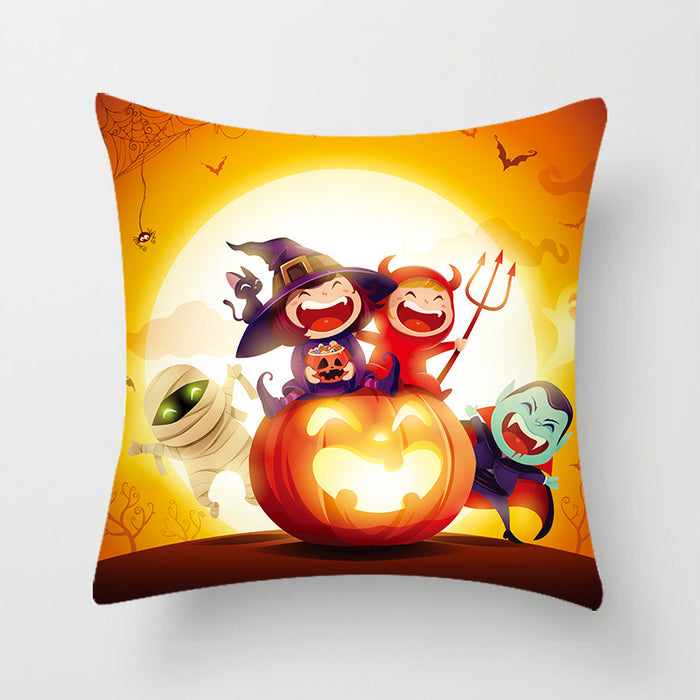 Wholesale Cartoon Halloween Print Peach Skin Pillow Case MOQ≥2 JDC-PW-Xiangren014