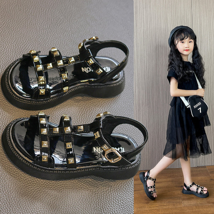 Wholesale kids shoes girls sandals summer fashion rivet roman shoes JDC-SD-XHXL003