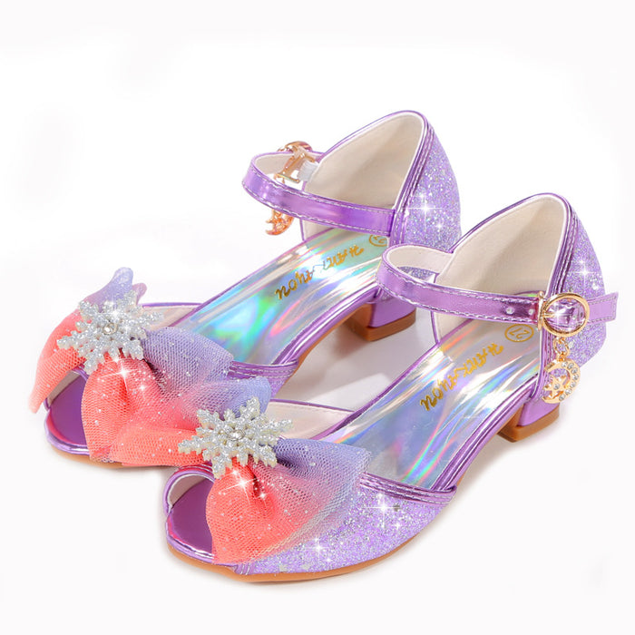 Wholesale Summer Bow Princess Shoes Little Girls High Heel Student Sandals JDC-SD-HNN001