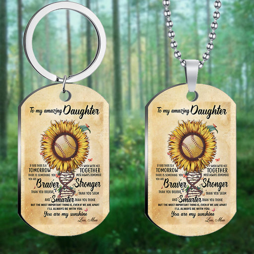 Jewelry WholesaleWholesale To My Amazing Daughter Sunflower Stainless Steel Necklace Keychain MOQ≥2 JDC-KC-HuH007 Keychains 胡贺 %variant_option1% %variant_option2% %variant_option3%  Factory Price JoyasDeChina Joyas De China