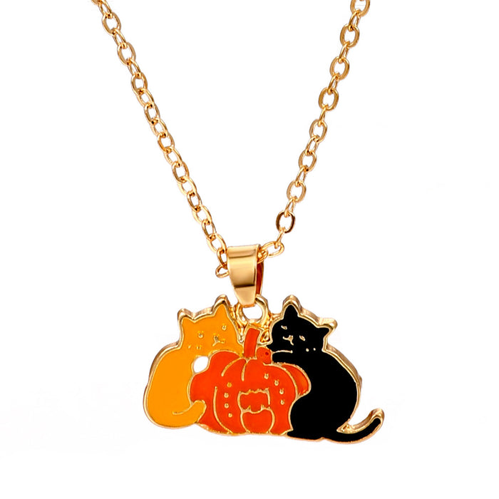 Collar al por mayor Aleación de goteo Pumpkin Cat Cartoon JDC-Ne-Kan006