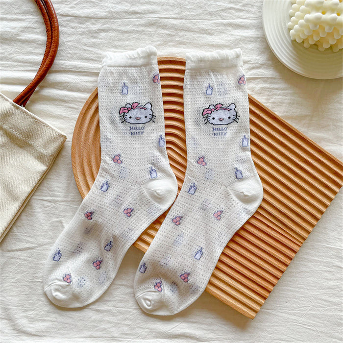 Wholesale summer thin sweet hollow cute cat pile socks JDC-SK-YMS005