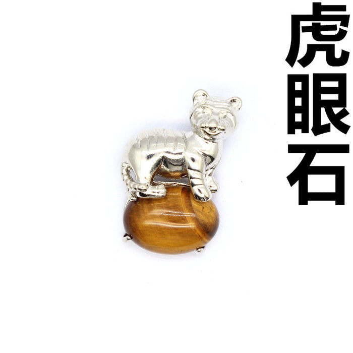 Collares al por mayor Pedra de tigre de piedra natural MOQ≥2 JDC-Ne-Jinshe011