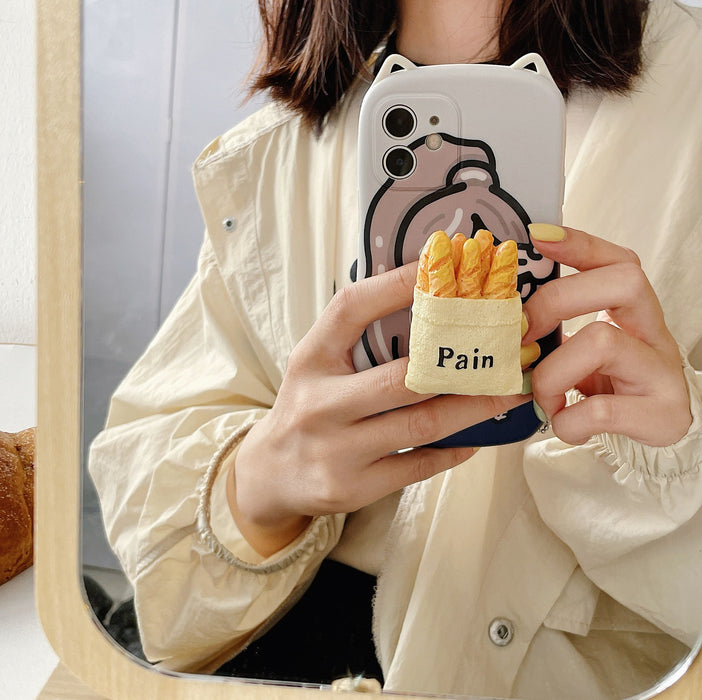 Wholesale 3D French Fries Snacks Mobile Phone Ring Buckle Air Cushion Holder MOQ≥2 JDC-PS-XDS007