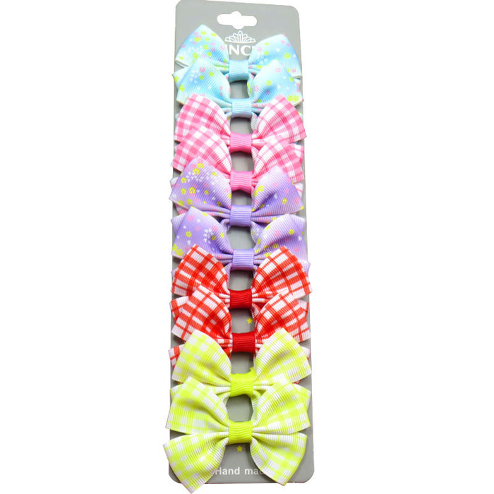 Wholesale 10pcs/card Children's Plaid Bow Hair Clips Individually Packed JDC-HC-Junm004