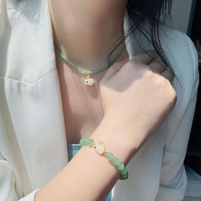 Wholesale Necklace Alloy Jade Rabbit Beaded Clavicle Chain JDC-NE-YouF015