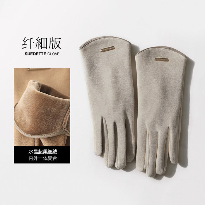 Wholesale Gloves Suede Winter Thin Velvet Touch Screen MOQ≥2 JDC-GS-YiL002