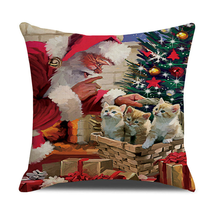 Wholesale Christmas Printed Linen Pillowcase MOQ≥2 JDC-PW-Xiangren010