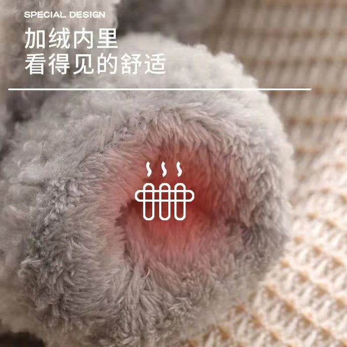 Wholesale Gloves Plush Cute Cartoon Half Finger Flip Thickened Warm (S) JDC-GS-HuanD004