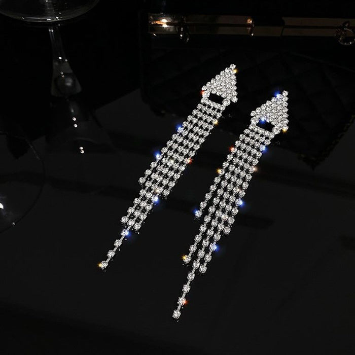 Jewelry WholesaleWholesale long diamond-encrusted tassel earrings JDC-ES-Sideng025 Earrings 思登 %variant_option1% %variant_option2% %variant_option3%  Factory Price JoyasDeChina Joyas De China