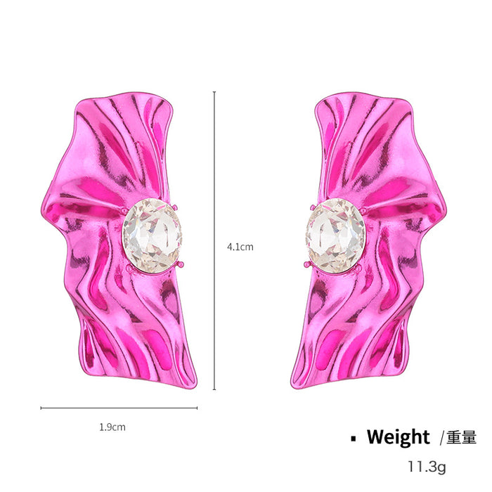 Wholesale Earrings alloy folds crystal statement earring MOQ≥2 JDC-ES-KenJ004