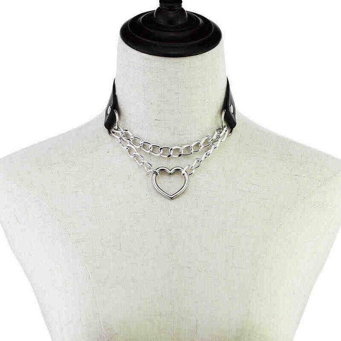 Jewelry WholesaleWholesale punk chain peach heart shape chain cortical necklace JDC-NE-jiay004 Necklaces 嘉一 %variant_option1% %variant_option2% %variant_option3%  Factory Price JoyasDeChina Joyas De China