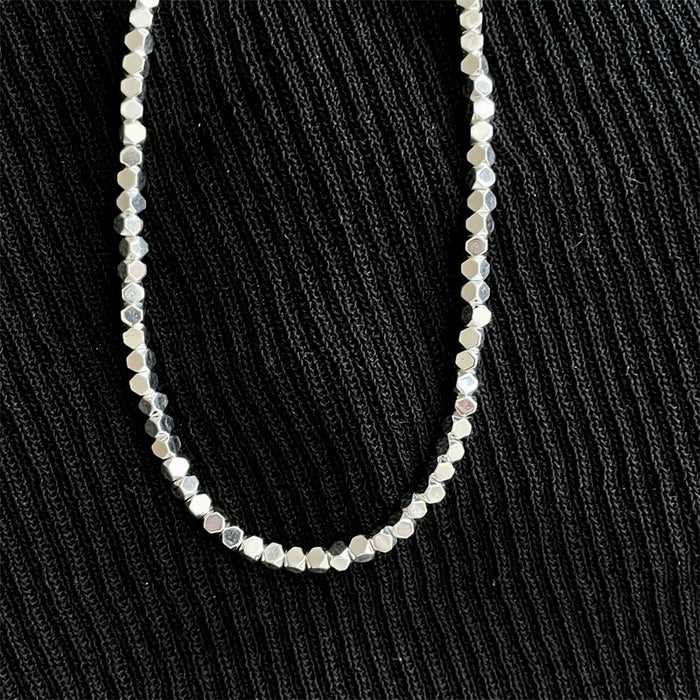 Wholesale Necklace Alloy Geometric Faceted Crushed Silver Bracelet Set JDC-NE-DD004