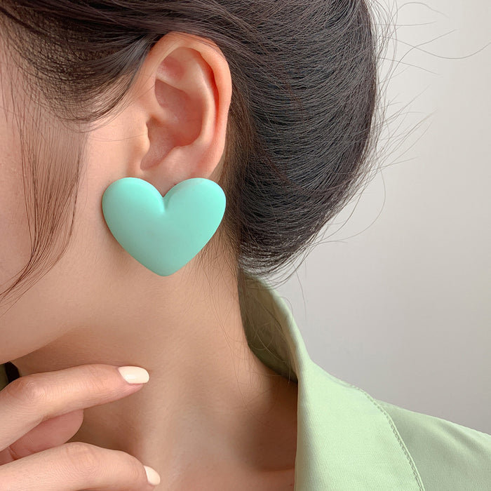 Wholesale Candy Color Acrylic Heart Shaped 925 Silver Stud Earrings MOQ≥2 JDC-ES-JuF007