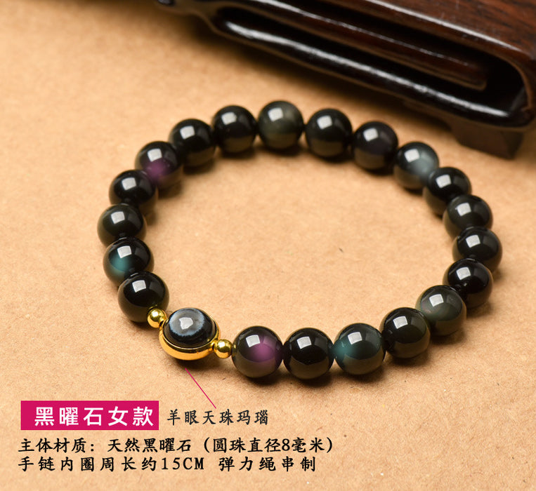 Wholesale Bracelet Crystal Natural Obsidian Dzi Beads JDC-BT-ZhandDP007