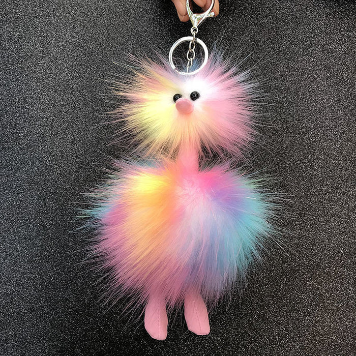 Wholesale Keychains Plush Multicolored Balls Ostrich JDC-KC-LuoY001