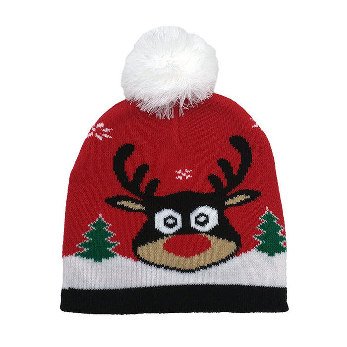 Wholesale Hat Woolen Christmas Cartoon Fur Ball Knitted Hat JDC-FH-AXing012