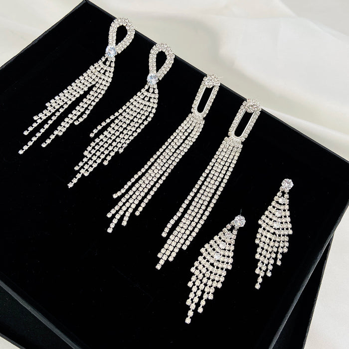 Wholesale Earrings Alloy Exaggerated Full Drilled Tassel JDC-ES-A539