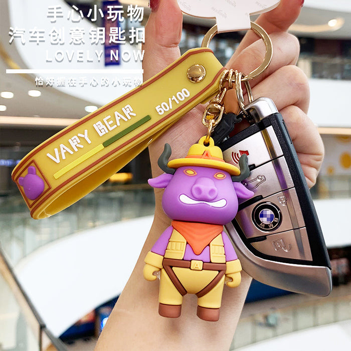 Wholesale keychain pvc little hero second generation creative tide play salary personality car JDC-KC-BS019