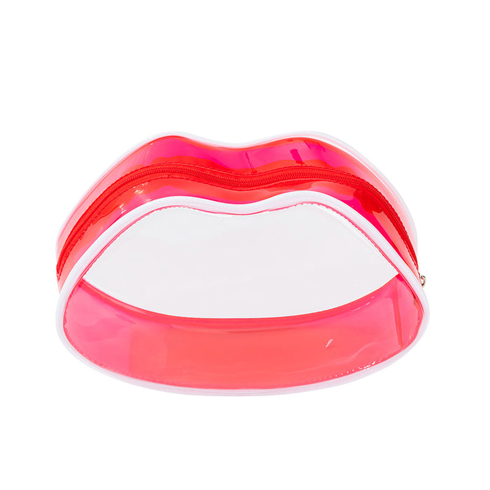 Bolsa cosmética al por mayor PVC Transparent impermeabilizan los labios rojos portátiles JDC-CB-BCN003