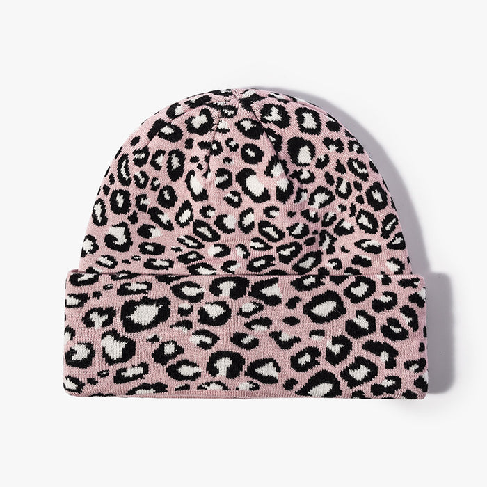 Wholesale Hat Cotton Winter Warm Leopard Print Knitted Hat JDC-FH-MAC010