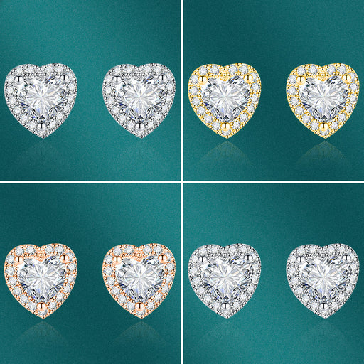 Jewelry WholesaleWholesale inlaid with diamond heart plated silver stud earrings JDC-ES-BZ002 Earrings 标志 %variant_option1% %variant_option2% %variant_option3%  Factory Price JoyasDeChina Joyas De China