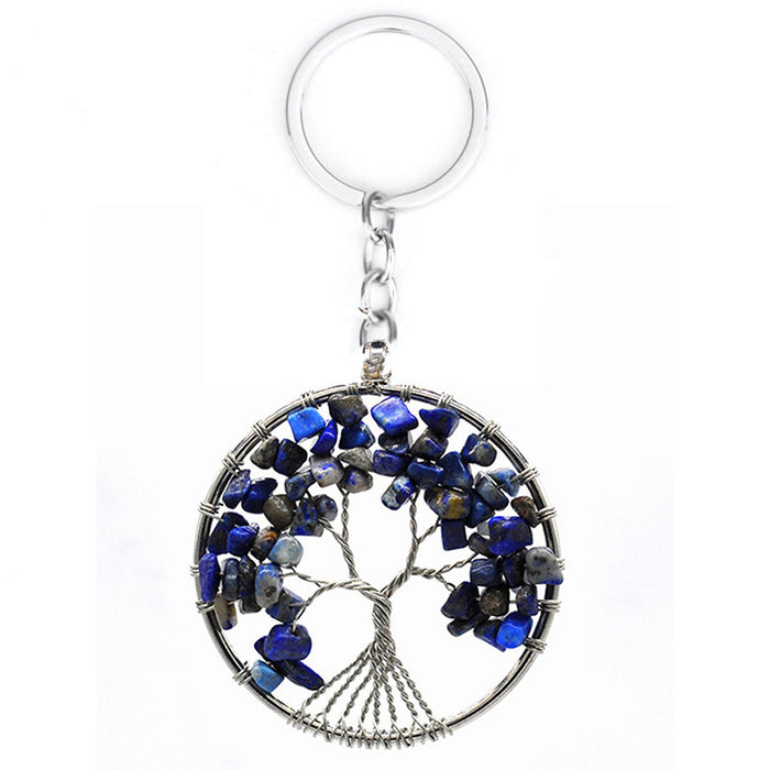 Wholesale 7 Color Stone Natural Crystal Gravel Tree of Life Keychain JDC-KC-Xinyue001