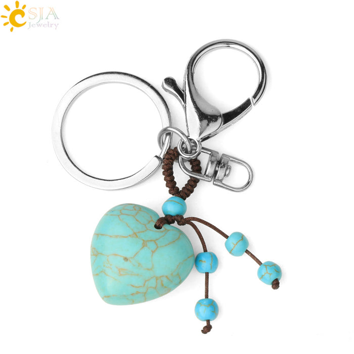 Wholesale Heart Shaped Turquoise Opal Crystal Keychain JDC-KC-HS002