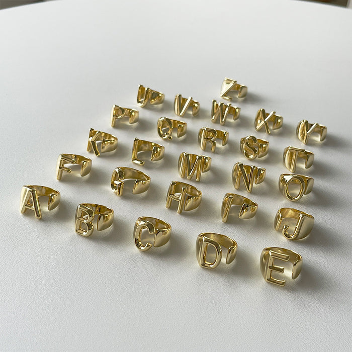 Lettre de gros cuivre cuivre plaquée anneau réglable JDC-RS-Xinh004
