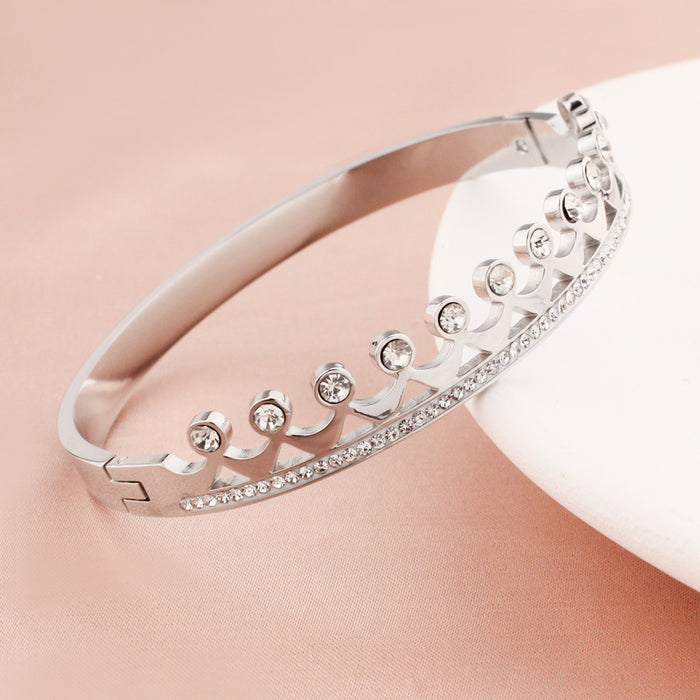 Wholesale bracelet titanium steel diamond ins wind crown retro MOQ≥2 JDC-BT-BaiLu004