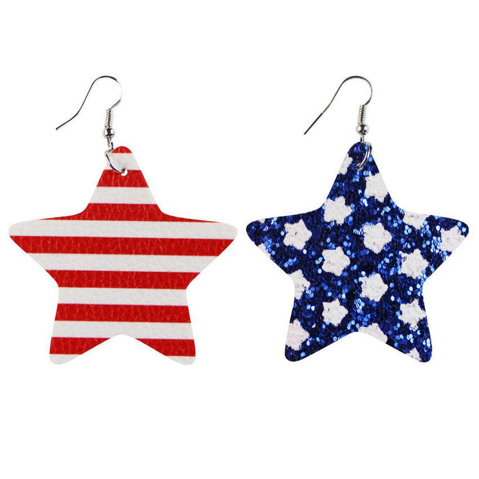 En gros du 4 juillet Stars Stripes Flag Pattern Independence Day Moucles d'oreilles en cuir JDC-ES-KDL004