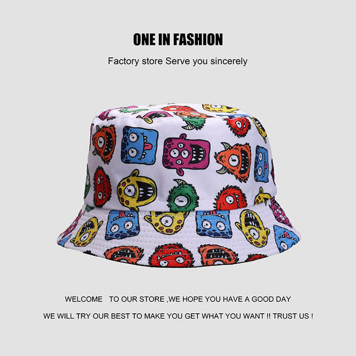 Wholesale fisherman hat printing funny graffiti double sided sun hat JDC-FH-WanY004