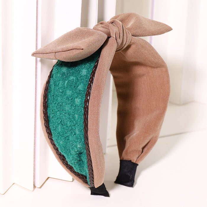 Wholesale fabric bow headband sweet wool MOQ≥2 JDC-HD-MIs008