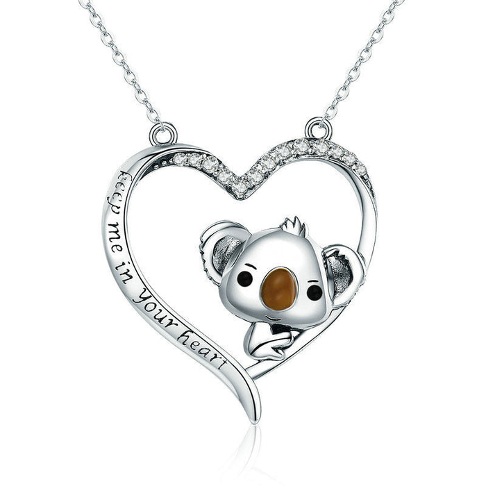 Diamante al por mayor Cute Koala Heart Collar para mujeres jdc-ne-xuno013