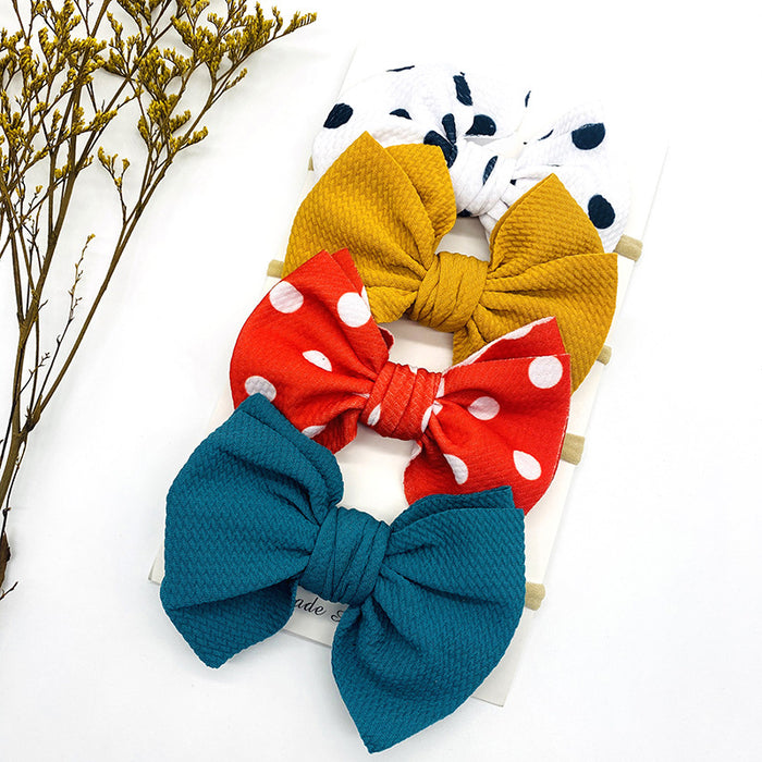 Wholesale solid color printed bow kids hair band set of four JDC-HD-KAXi002