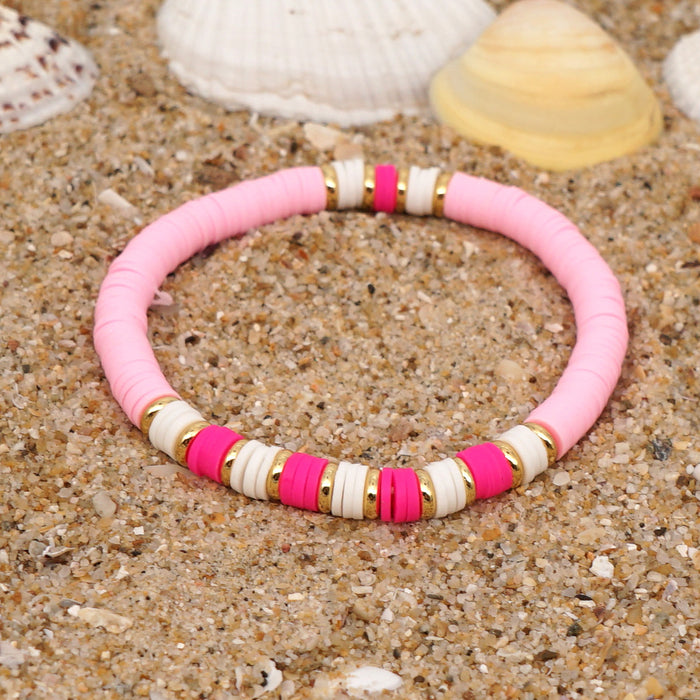 Wholesale Boho Stainless Steel Spacer Bead Bracelet Colorful Ethnic Style Clay bead bracelet  JDC-BT-YuX005