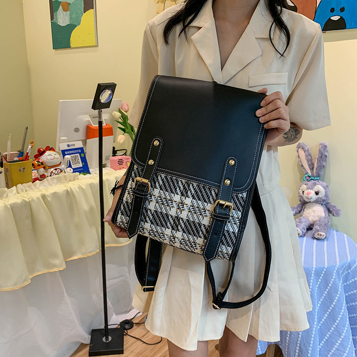 Wholesale Retro Plaid Flip Student School Bag Travel Laptop Bag JDC-SD-Zhibei007