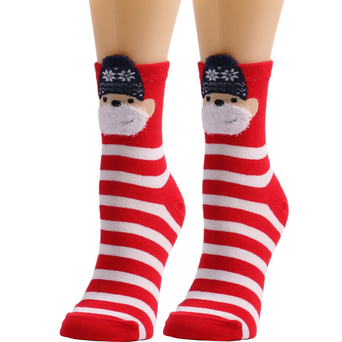 Wholesale Socks Polyester Stretch Silk Christmas Elk Stockings MOQ≥3 JDC-SK-XQ010