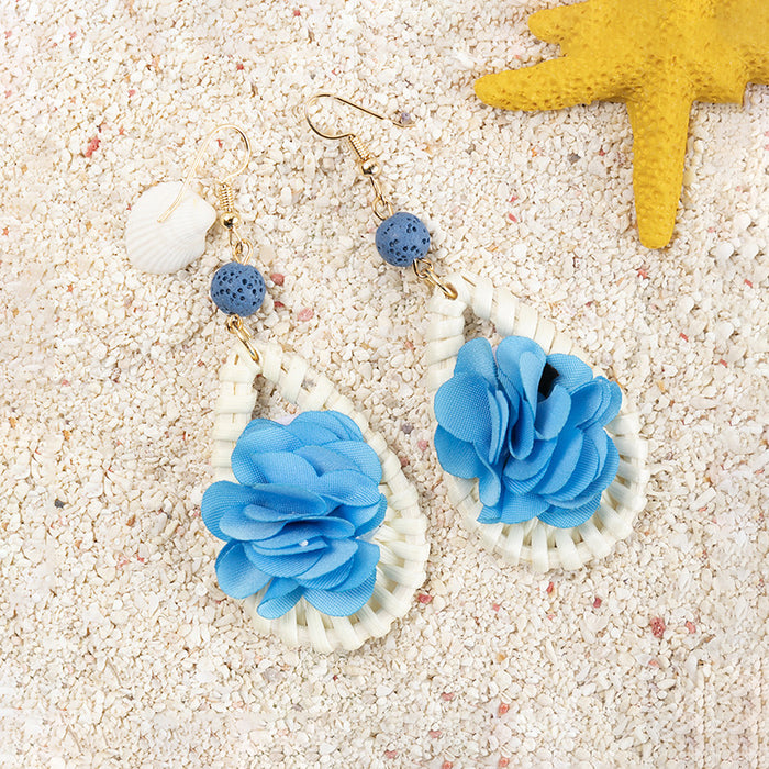 Wholesale rattan flower earrings handmade high quality  MOQ≥3 JDC-ES-XLH006