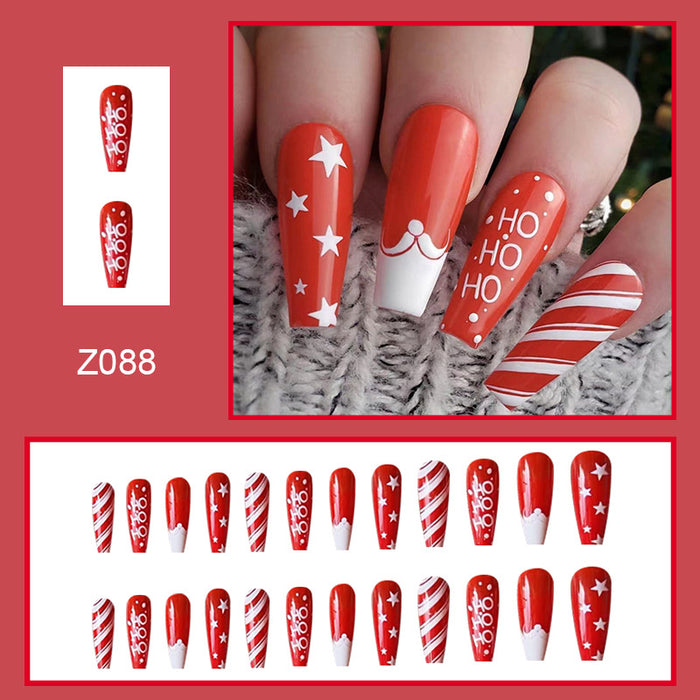 Patches de arte de uñas largas al por mayor 24 piezas de Navidad en caja PVC MOQ≥3 JDC-NS-FENGL001
