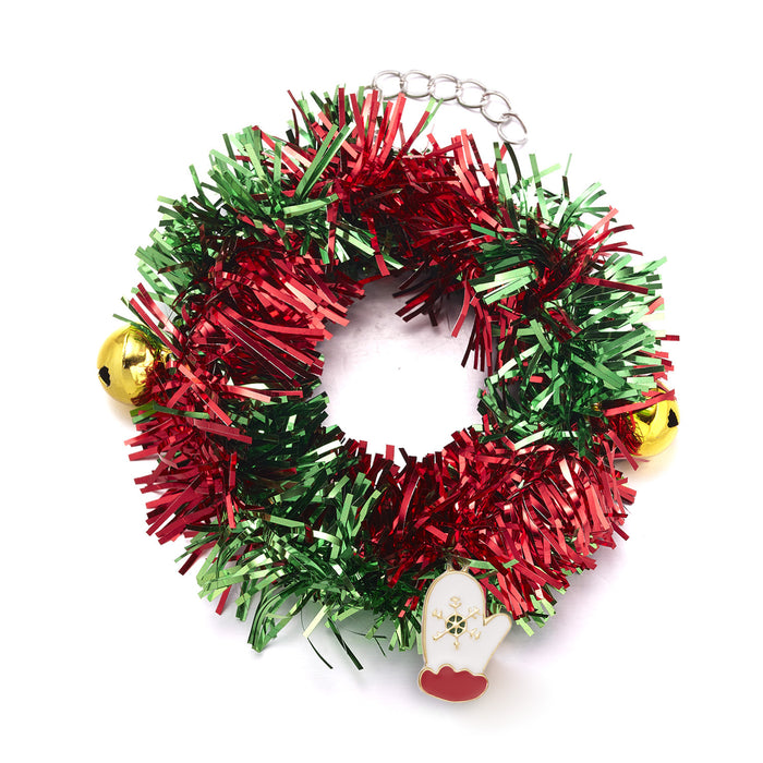Wholesale Bracelet Plastic Alloy Christmas Red and Green Contrasting Shredded Paper JDC-BT-Gm001