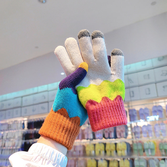 Wholesale Gloves Acrylic Knitting Warm Winter Thick Wool Cute MOQ≥2 JDC-GS-YuQ002