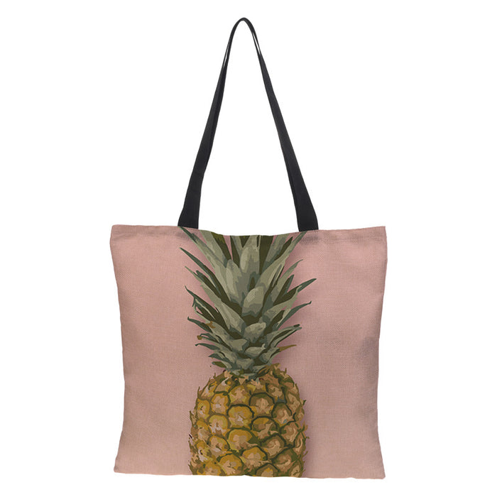 Wholesale Pineapple Cotton Linen Bag Ladies Handbag Shopping Bag Double Sided JDC-SD-QTu009