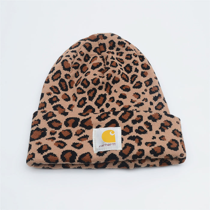 Wholesale Hat Cotton Leopard Print Sweater Hat MOQ≥2 (F) JDC-FH-KuT001